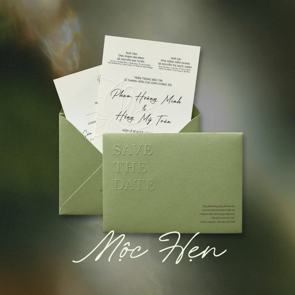 thiệp cưới xanh sang trọng